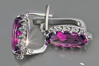 Vintage silver 925 Alexandrite Ruby Emerald Sapphire Aquamarine Zircon ... earrings vec174s
