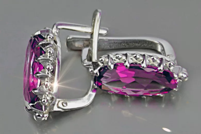 Vintage silver 925 Alexandrite Ruby Emerald Sapphire Aquamarine Zircon ... earrings vec174s