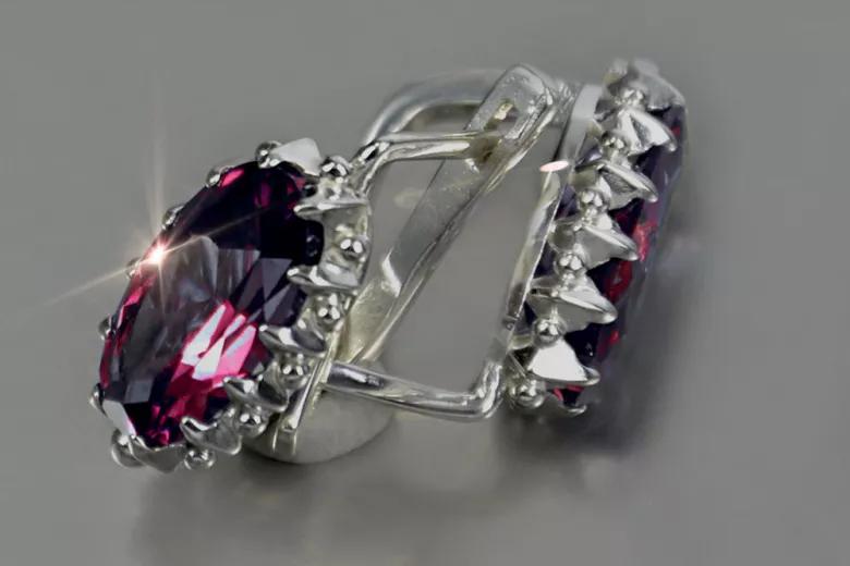 Vintage silver 925 Alexandrite Ruby Emerald Sapphire Aquamarine Zircon ... earrings vec174s