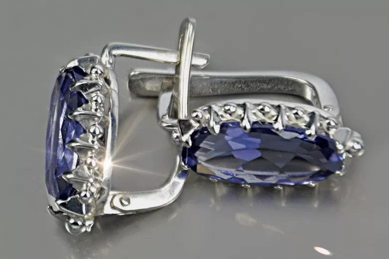 Rusă sovietică de argint 925 Alexandrite Ruby Smarald Safir Acvamarina Zircon ... cercei vec174s
