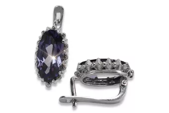 Vintage silver 925 Alexandrite Ruby Emerald Sapphire Aquamarine Zircon ... earrings vec174s