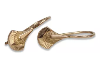 Vintage różowe złoto kolczyki listki 14k 585 ZSRR Vintage ven112