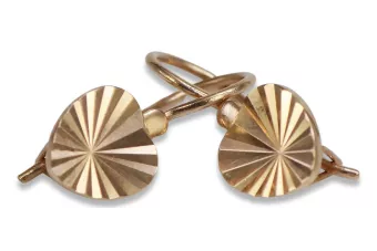 Vintage rose pink 14k 585 gold  Vintage leaf earrings ven113
