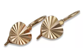 Rosa rusa rosa soviético 14k 585 oro URSS Pendientes de hoja vintage ven113