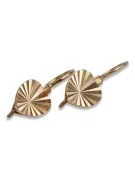 Vintage rose pink 14k 585 gold  Vintage leaf earrings ven113