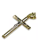 Russische Rose, sowjetisches italienisches gelbes katholisches Kreuz aus 14 Karat Gold, ctc001yw