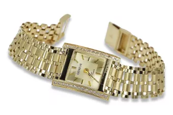 Жълт 14k злато Дамски часовник Geneve lw035y&lbw002y