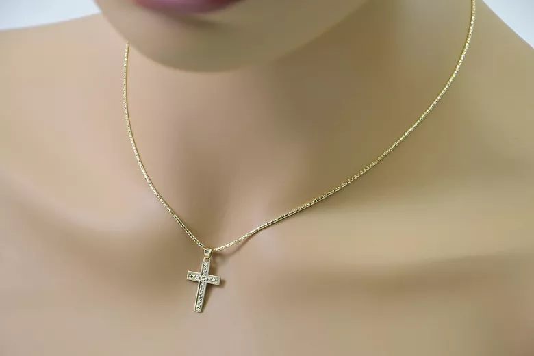 Crucea ★ Catolică de Aur russiangold.com ★ Aur 585 333 Preț scăzut
