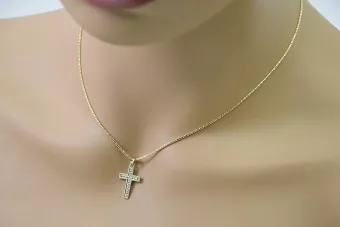 Katalikų kryžius iš balto aukso 14k 585 pakaba kryžius su Jėzumi ctc006w