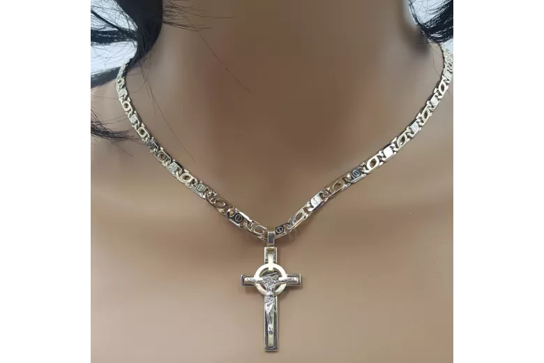 Krzyż Katolicki z różowego złota14k 585 krzyżyk z Jezusem z czerwonego złota ctc010rw