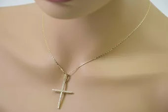 Златен католически кръст ★ russiangold.com ★ злато 585 333 Ниска цена