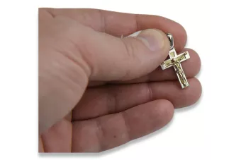 Italienisch Gelb Weiß 14 Karat Gold Katholisches Jesuskreuz ctc013yw