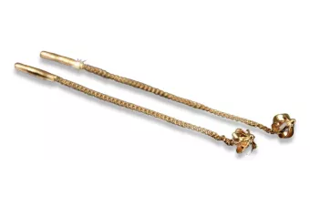 Russische Rose Rosa Sowjet 14k 585 Gold UdSSR Vintage Hängende Ohrringe ven012