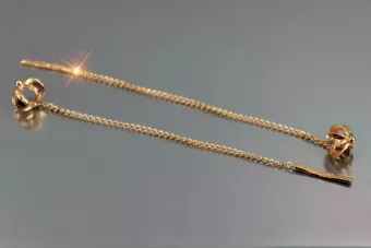 Κρεμαστά σκουλαρίκια vintage ροζ χρυσά 14k 585 USSR Vintage ven012