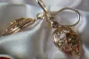 Russian rose pink Soviet 14k 585 gold USSR Vintage leaf earrings ven026