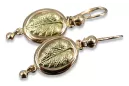 Russische Rose Rosa Sowjet 14k 585 Gold UdSSR Vintage Blatt Ohrringe ven045