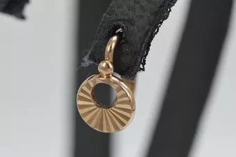 Vintage różowe złoto kolczyki koła 14k 585 ZSRR Hoops ven079