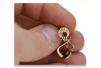 Rosa rusa rosa soviético 14k 585 oro URSS Vintage Hoops ven079