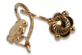 Vintage rose pink 14k 585 gold  Vintage leaf earrings ven082