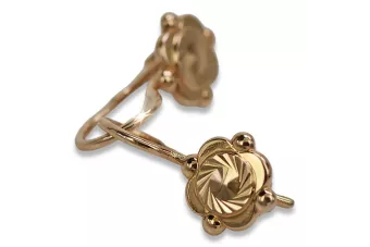 Vintage rose pink 14k 585 gold  Vintage leaf earrings ven082