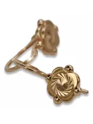 Vintage rose pink 14k 585 gold  Vintage leaf earrings ven082