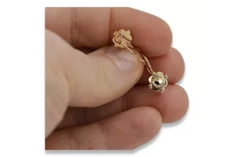 Vintage rose pink 14k 585 gold  Vintage leaf earrings ven082