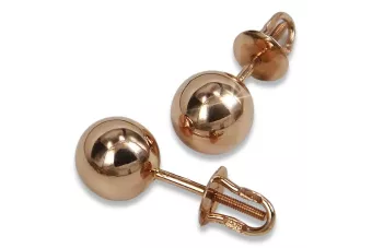 Russische Rose Rosa Sowjetische 14k 585 Gold UdSSR Vintage Kugel Ohrringe ven085
