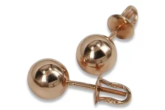 Rosa rusa rosa soviético 14k 585 oro URSS Pendientes de bola vintage ven085