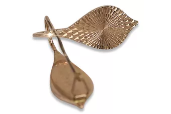 Rosa rusa rosa soviético 14k 585 oro URSS Pendientes de hoja vintage ven086