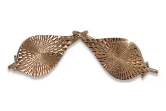 Rosa rusa rosa soviético 14k 585 oro URSS Pendientes de hoja vintage ven086