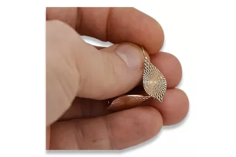 Vintage rose pink 14k 585 gold  Vintage leaf earrings ven086
