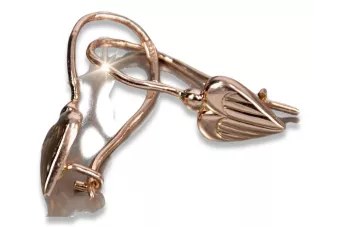 Rosa rusa rosa soviético 14k 585 oro URSS Pendientes corazón vintage ven090