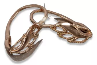 Vintage rose pink 14k 585 gold  Vintage leaf earrings ven092