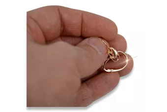 Vintage rose pink 14k 585 gold  Vintage leaf earrings ven092