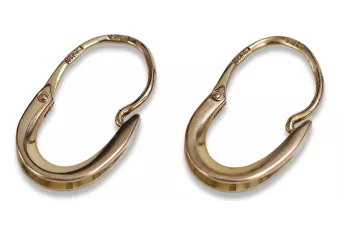 Vintage rose pink 14k 585 gold  Vintage Hoops earrings ven095