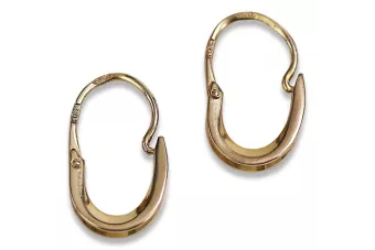 Vintage rose pink 14k 585 gold  Vintage Hoops earrings ven095
