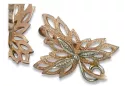 Vintage rose pink 14k 585 gold  maple leaf earrings ven096rw
