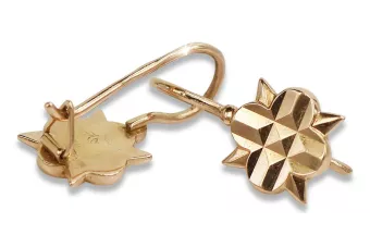 Vintage rose pink 14k 585 gold  Vintage leaf earrings ven098