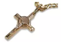 Krzyż Katolicki z czerwonego różowego złota14k 585 z Jezusem ctc021rw