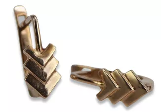 Rosa rusa rosa soviético 14k 585 oro URSS Pendientes de hoja vintage ven100