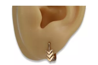 Vintage rose pink 14k 585 gold  Vintage leaf earrings ven100