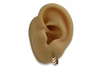 Rosa rusa rosa soviético 14k 585 oro URSS Pendientes de hoja vintage ven100