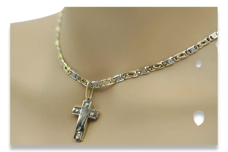 Złoty krzyż Katolicki 14k 585 zawieszka krzyżyk z Jezusem ctc025y