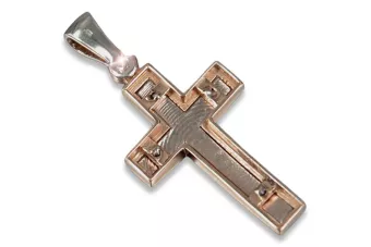 Krzyżyk Katolicki z czerwonego różowego złota 14k 585 zawieszka ctc026r