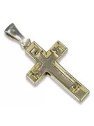 Italienisch 14k gelb weiß Russische Rose Sowjetisch 14k Gold Katholisches Kreuz ctc026yw