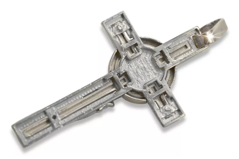 Krzyż Katolicki z białego złota 14k 585 zawieszka krzyżyk z Jezusem ctc049w