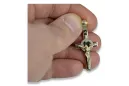 Złoty krzyż Katolicki 14k 585 zawieszka krzyżyk z Jezusem czerwonebiałe złoto ctc089rw