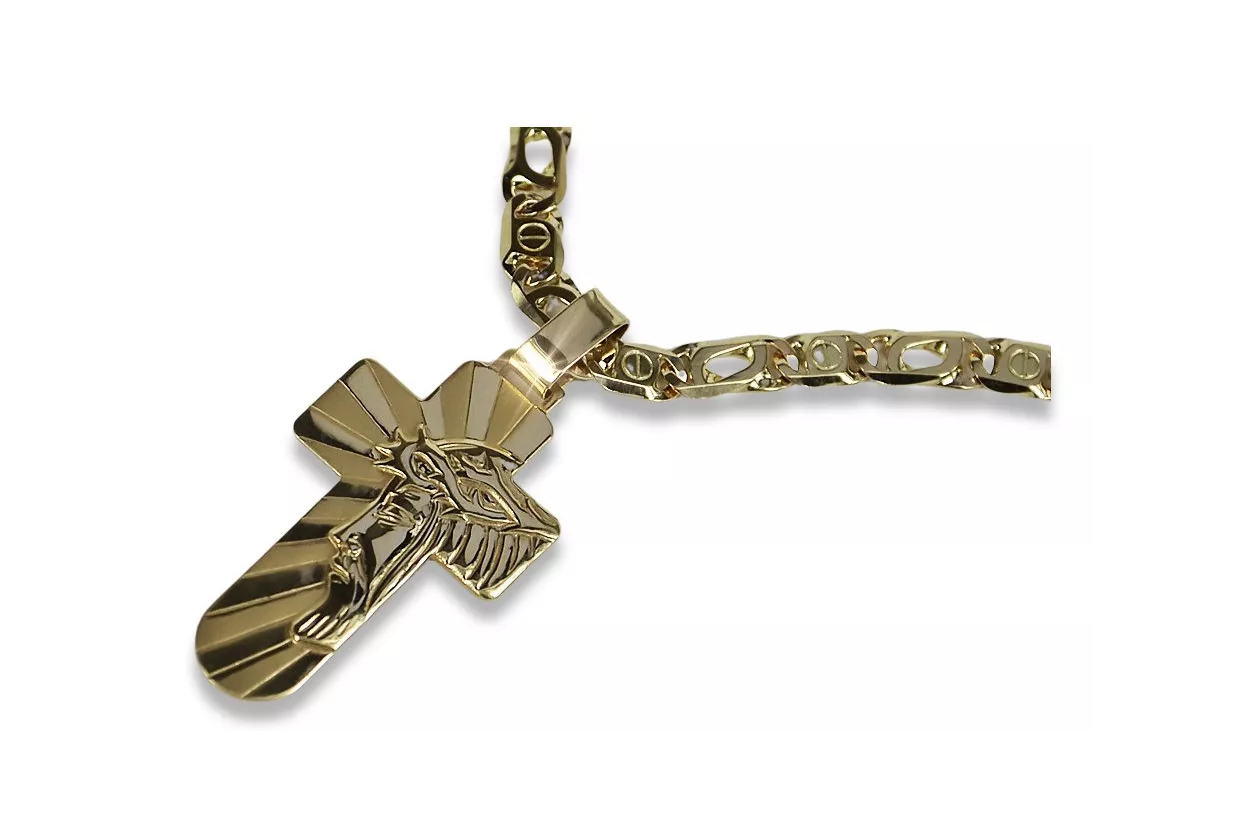 Італійський жовтий 14k золотий католицький хрест & Cartier chain ctc023y&cc031y