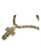 Złoty krzyżyk Katolicki z łańcuszkiem z 14k 585 żółtego złota ctc023y&cc031y