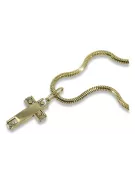 Жовтий 14k золотий католицький хрестовий зміїний ланцюг ctc025yw&cc020y